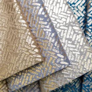 Exquisite Gold Foil Stamped Velvet Fabric Curtains Glittering Window Decor 100% Polyester