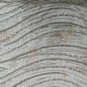 Exquisite Wave Stripe Sequin Embroidery Fabric Shimmering Tulle Lace for High-End Fashion Design Evening Wear Per Yard