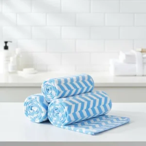 Extra Large 76*152cm High Density Microfiber Quick Dry Striped Pattern Woven Coral Velvet Bath Towel