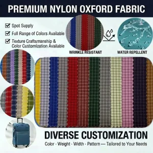 Extra Large Checkered PU Coated Nylon Jacquard Oxford Fabric for Handbags Backpacks Luggage Tents Outdoor