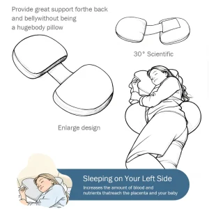 Extra Large Memory Foam Adjustable Portable Maternity Pillow with Massage Therapy for Full Body Pregnancy Support