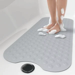 Extra Long Bath Mats Anti Skid Shower Mat Machine Washable Bathmat with Drain Holes for Shower Bathroom