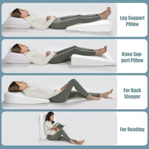 Extra Long Memory Foam Bed Wedge Pillow for Acid Reflux Relief Leg Back Support Enhanced Sleep Comfort for Reading Bed Rest