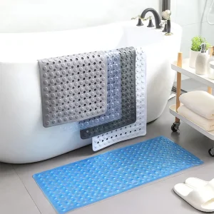 Extra Long Non Slip Bath Mat Bath Tub Shower Mats Washable Bathtub Mat with Drain Holes