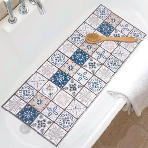 Extra Long Non Slip PVC Shower Mat Quick Dry Loofah Soft Textured Foot Massage Pad for Bath Tub Wet Area Bathroom Floor Mat