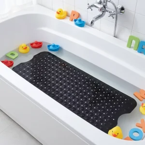 Extra Long Washable Bathroom Shower Mat Non Slip Bath Mat PVC Bathroom Matwith Drain Holes and Suction Cups