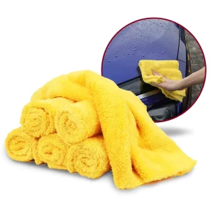 Extra Soft 16in x 16in Yellow Microfiber Car Wash Cleaning Towel Durable Absorbent Lint Free Interior Micro Car Care Cleaning