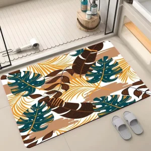 Extra Soft & Absorbent 3-Piece Geometric Bathroom Rug Set Diatom Mud Carpet Bath Mat Machine Made