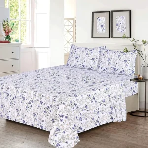 Extra Soft Brushed Microfiber Luxury Printed Waterproof Cool Bed Sheet Set With Flat Fitted Sheet Pillowcases