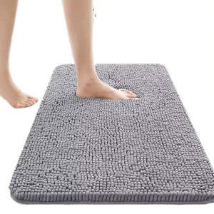 Extra Soft Chenille Bath Rugs Modern Non Slip Machine Washable Absorbent Shower Mats for Home Use