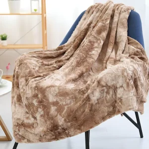 Extra Soft Elastic Tie Dyed Faux Fur Luxury Throw Thick Ruched Plush Blankets for Bed Sofa Decor Winter