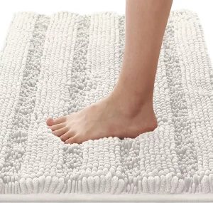 Extra Thick Striped Bath Rug Non Slip Fluffy Soft Indoor Bathmat Dry Fast Absorbent Plush Mat for Hotel and Home