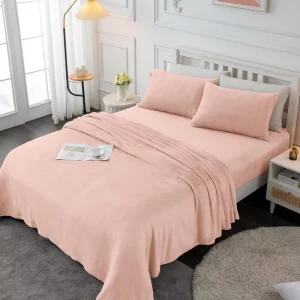 Extra Warm Winter Plush Milk Flannel High Quality Eco Friendly Soft Fuzzy Flat Fitted Sheets 15″ Deep Pocket 4 Pcs Bed Sheet Set