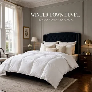 Extra warm winter 50% duck down feather comforter baffle box stitched cotton downproof heavyweight OEM