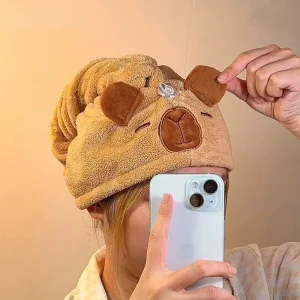 FF3736 Cute Bath Shower Cap Lint Free Absorbent Hair Drying Towel Wrap Turbans Curly Long Hair Quick Dry Microfiber Hair Towels