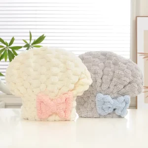 FF4294 Bowknot Cute Adult Women’s Hair Drying Towel Turban Bath Shower Cap Soft Highly Absorbent Girls Hair Towel Cap