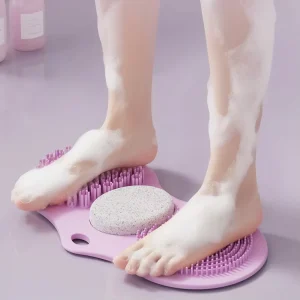 FF5901 Exfoliating Bath Wash Pad Foot Cleaning Brush with Non slip Suction Cups Foot Scrubber Shower Mat with Pumice Stone