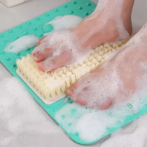 FF5903 Exfoliating Bath Wash Pad Foot Scrub Brush with Non slip Suction Cups Shower Foot Scrubber Mat