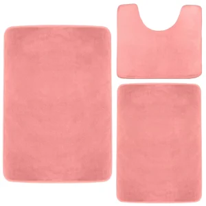 FIGOO 3 Piece Modern Ultra Grip Non Slip Eco Friendly Machine Washable Bath Mat Anti Skid Backing Quick Absorbing