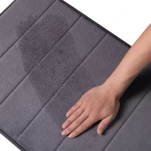 FIGOO Bath Mat Non Slip with Memory Foam Core Plush Velvet Top Anti Skid Grid Bottom Quick Dry Washable Custom Logo