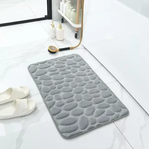 FIGOO Cobblestone Embossed Non-Slip Bath Mat for Bathroom Bathtub or Wash Basin Side Floor Use