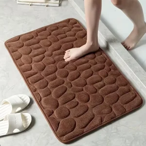 FIGOO Custom Modern Striped Eco-Friendly Anti-Slip Washable Waterproof Polyester Bathroom Shower Bath Mat