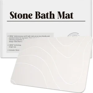 FIGOO Foldable Roll up Microfiber Chenille Diatomite Bath Mat Cushioned Comfort Air Circulation Space Saving Walk in Shower