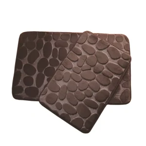 FIGOO High Quality Polyester Cobble Stone Memory Foam Bath Mat Super Absorbent Non Slip Doormat Carpet Bathroom Shower Mat