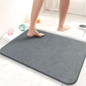 FIGOO Luxury Versatile Diatomite Stone Bath Mat Eco Friendly Dirt & Odor Resistant Spa Door Mat Rug 39x60cm 0.9cm Thick