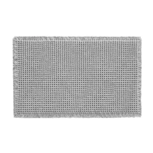 FIGOO Machine Washable Hot Melt Backed Bathroom Mats Weave Tub Mat Bath Rug Waffle Bath Mat With Tassels