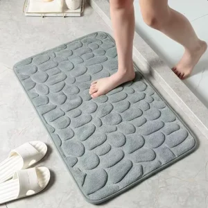 FIGOO Modern Hotel Coral Velvet Embossed Pebble Floor Mat Absorbent Anti Slip Bathroom Entrance Door Mat Customizable Colors