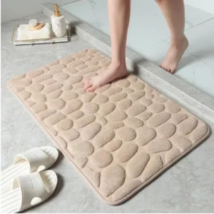 FIGOO Modern Quick Dry Super Water Absorb Non Slip Eco-Friendly Polyester Bath Mat for Bathroom