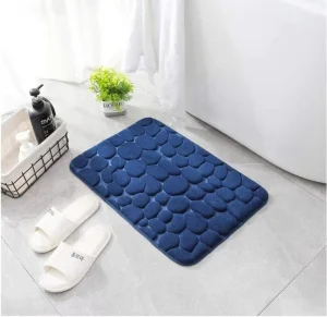 FIGOO Polyester Cobblestone Bath Mat & Shower Rug Super Water Absorbent Anti Slip Eco Friendly Machine Washable