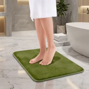 FIGOO Polyester Memory Foam Bath Mat Bathroom Water Absorbent Non Slip Foot Mat Bath Wipe Foot Mat Back Erasable