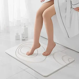 FIGOO Safe Diatomite Bath Rug Quick Dry Waterproof Non Toxic 39x60cm 0.9cm Thick Wave Pattern Modern Luxury