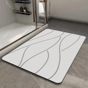 FIGOO Soft Flexible Diatomaceous Earth Luxury Bath Mat Anti Slip Washable Safe for Shower Room Use