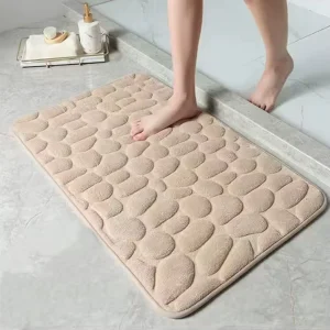 FIGOO Soft and Comfortable Anti-Slip Polyester Bath Mat Absorbs Water Well for Kitchen Shower Toilet Use Modern Design