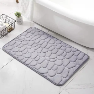 FIGOO Solid Color Modern Anti-Slip Polyester Bath Mat for Shower and Bathroom