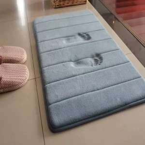 FIGOO Striped Ribbed Bath Mat Padded Design Quick Dry Non Slip Microfiber Bathroom Floor Carpet