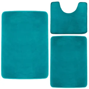 FIGOO Suction Cup Non Slip 3 Piece Eco Friendly Bath Mat PVC Anti Skid Quick Dry Shower Stall Mat Soft Plush Washable for Wet