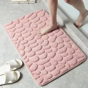 FIGOO Super Absorbent Quick Dry Memory Foam Cobblestone Bath Mat Easy Care Rug