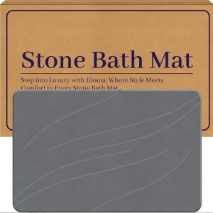 FIGOO Trending Diatomaceous Earth Bathroom Floor Rug No Suction Cups Cobblestone Texture Gym Locker Room Accessory