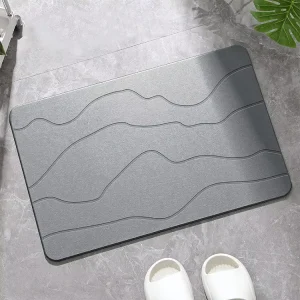 FIGOO Velvet Touch Diatomaceous Earth Kids Bath Mat Eco Friendly PVC Backing 39x60cm 0.9cm Thick Bathroom Floor Rug