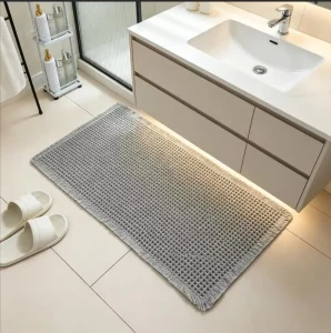 FIGOO Waffle Bath Mat High Absorbency Polyester Non Slip Quick Drying Hotel Quality for Bathroom Floor Heavy Duty