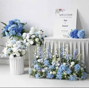 FL 192 Wedding Blue Color Flower Ball Centerpieces Table Long Runner Flowers for Wedding Party Event