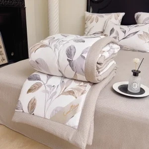 [FM-20] Queen Size 6-Piece Modern Soft Polyester Cotton Reactive Printed Comforter Set Air-permeable Filling Washable Home Hotel