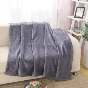 FY Custom Luxury Home Soft Purple Gray Pineapple Velvet Flannel Polyester Coral Fleece Raschel Blanket for Winter
