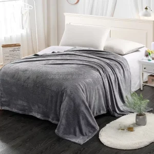 FY Customized Solid Color Blue Grey Red Recycled Polyester Flannel Beibei Velvet Raschel Blanket for Sofa