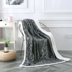 FY Double Ply Soft PV Velvet Grey White Gold Stamping Silver foil printed Child Blanket for Bed Raschel Blanket