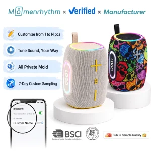 Fabric Bluetooth Speaker Water Dust Resistant Flashing Light Deep Bass 50W Output for Party Music